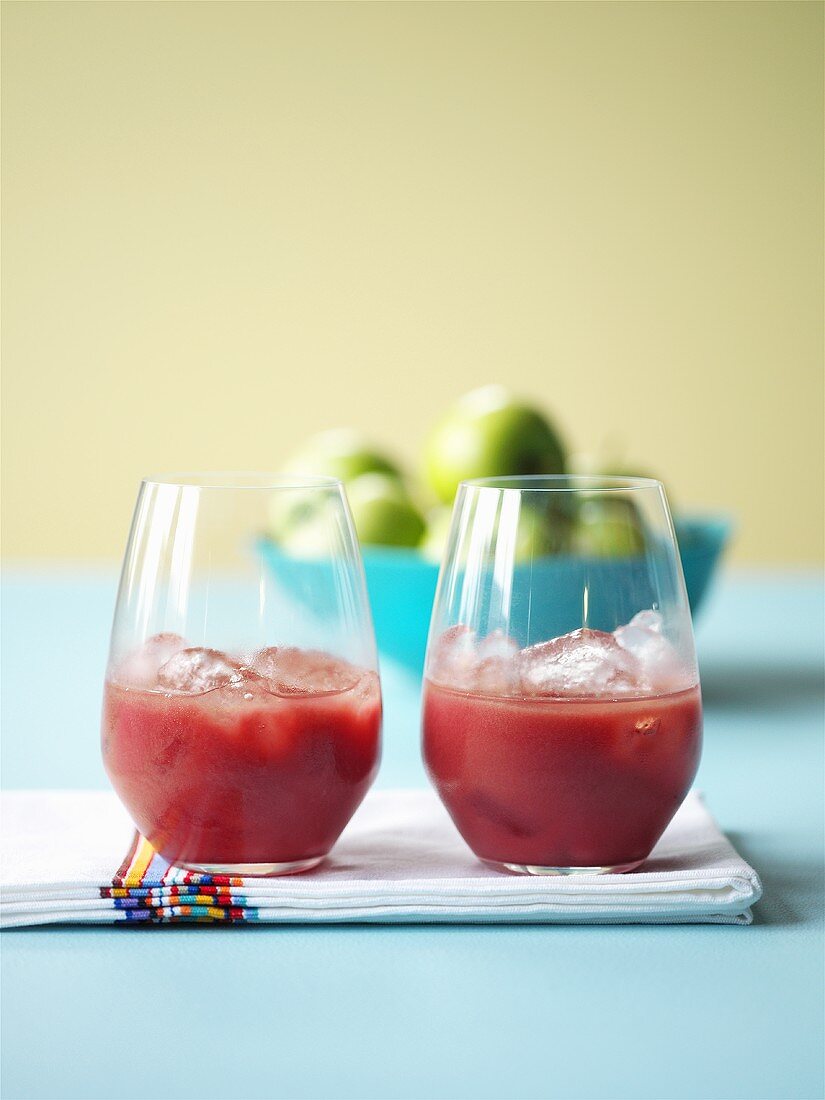 Red berry smoothie with ice