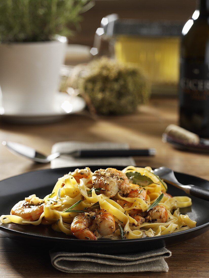 Tagliatelle mit Scampi