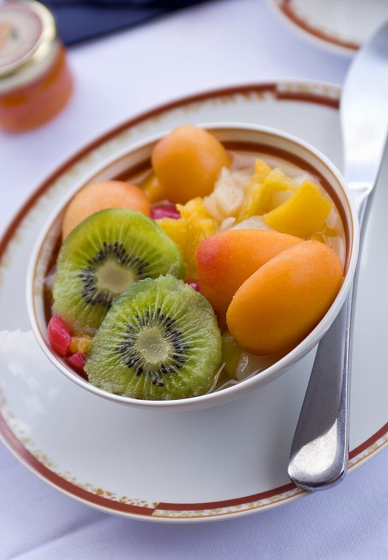 Fruit salad with kiwi fruit and apricots