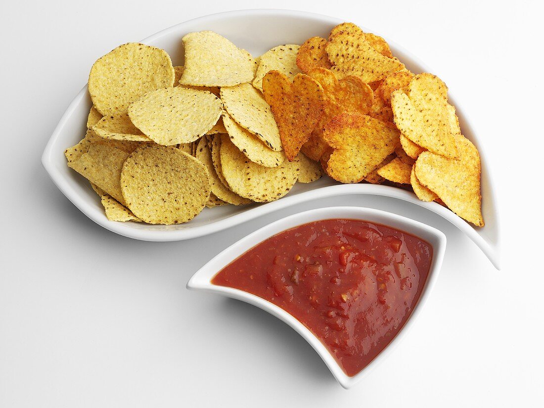 Corn chips with fiery sauce