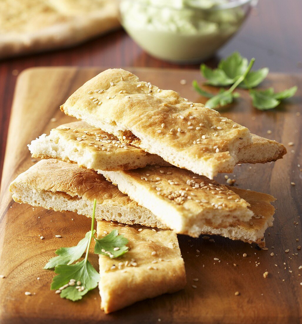 Fladenbrot mit Sesam (Banock bread, USA)