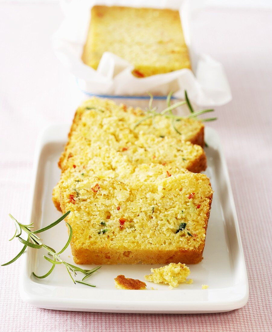 Cornbread with red and green chillies