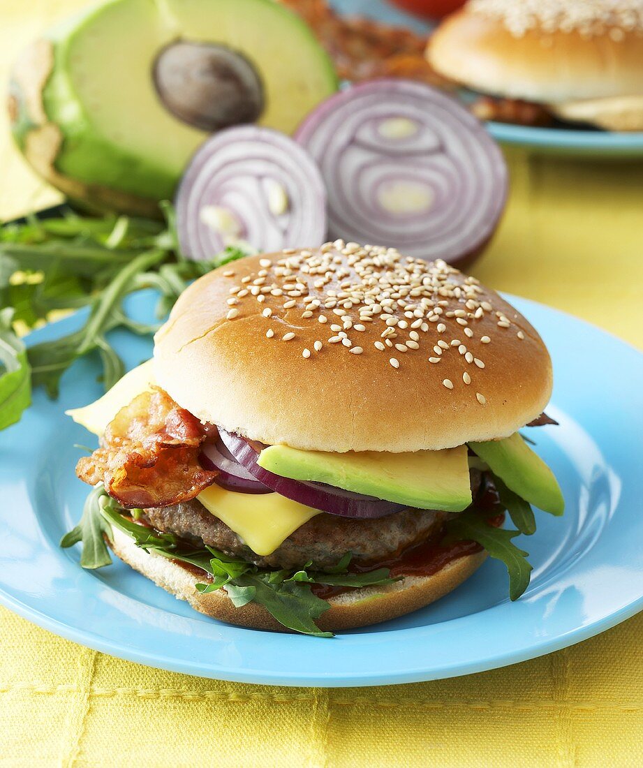 California Hamburger with avocado and bacon