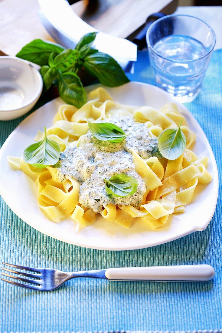 Tagliatelle with herb sauce