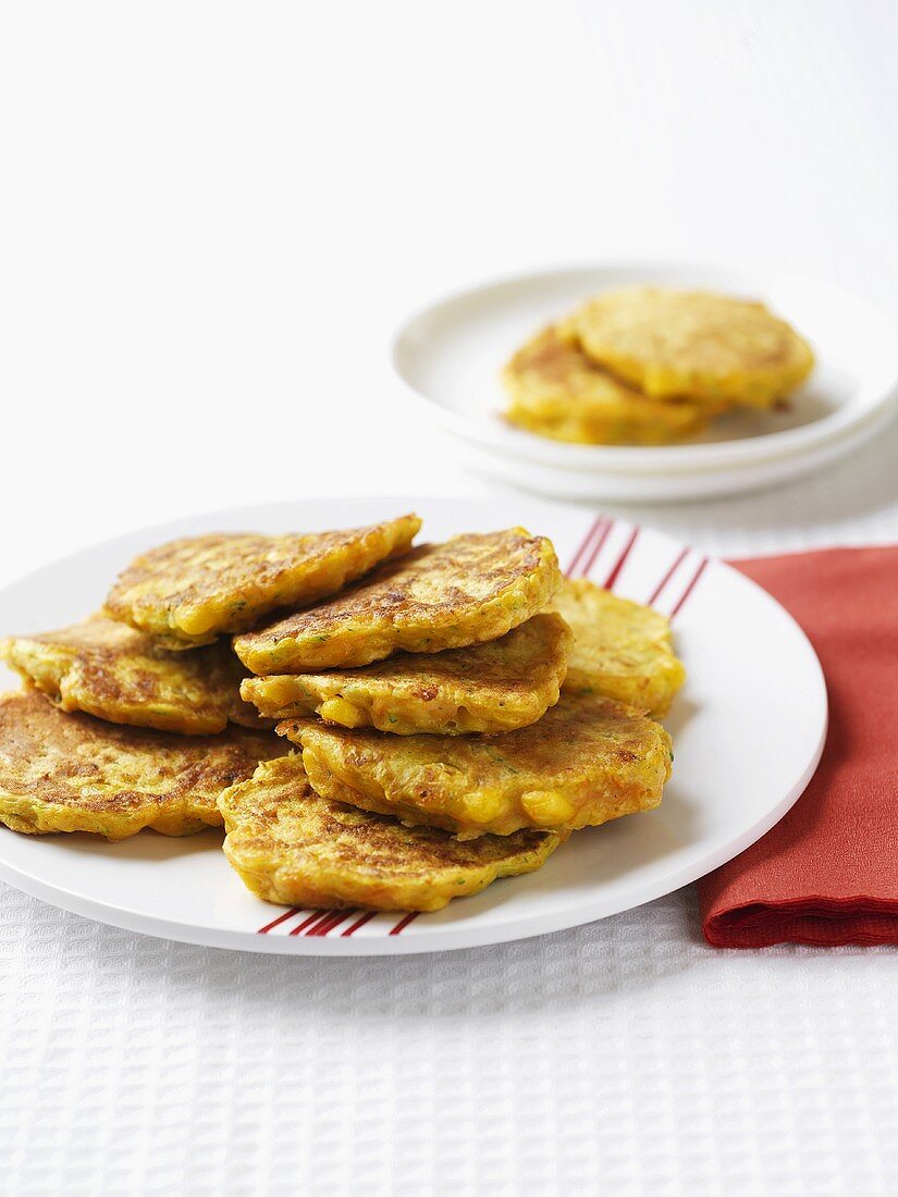 Several corn cakes on plate