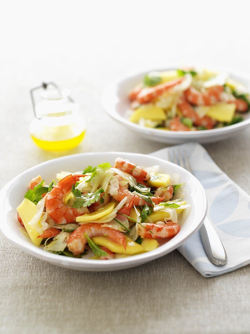 Fenchel-Mango-Salat mit Garnelen