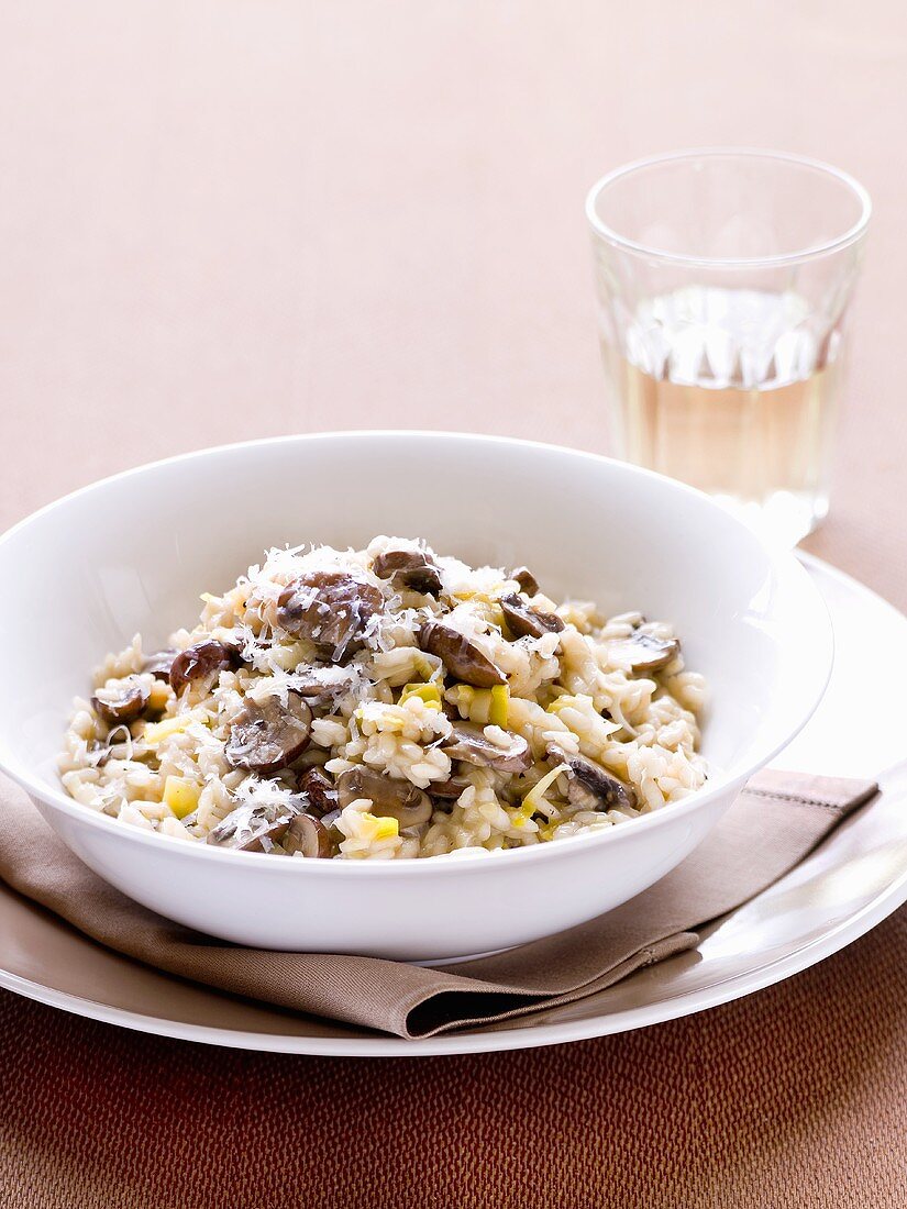 Mushroom and leek risotto