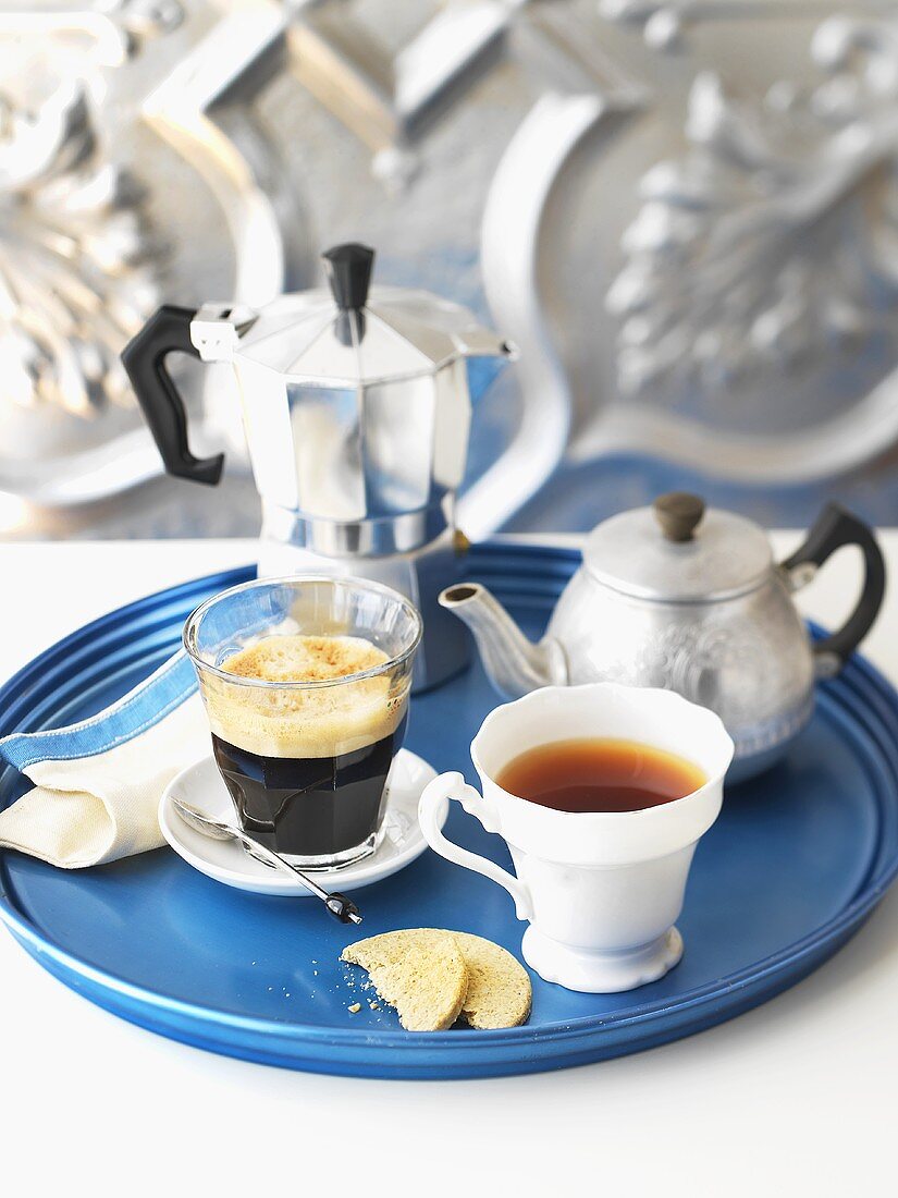 Tea, teapot, espresso and espresso pot