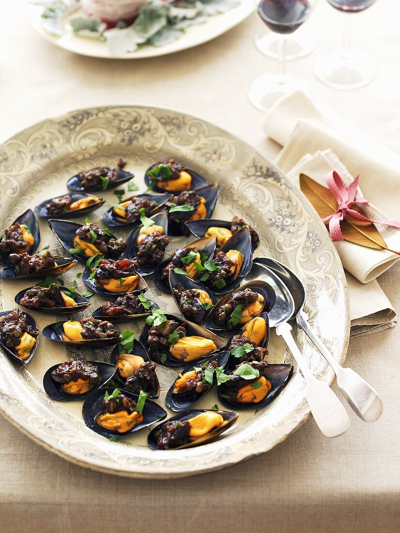 Mussels with caponata