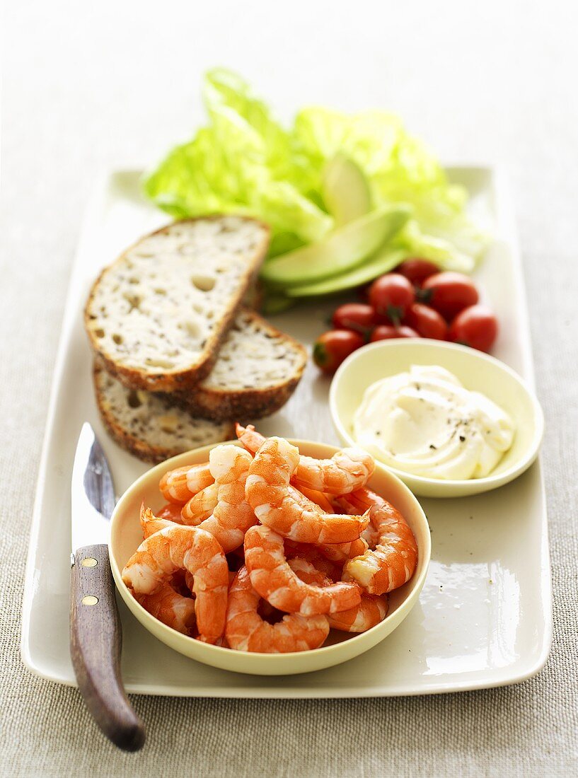 Zutaten für Shrimps-Sandwiches mit Mayonnaise