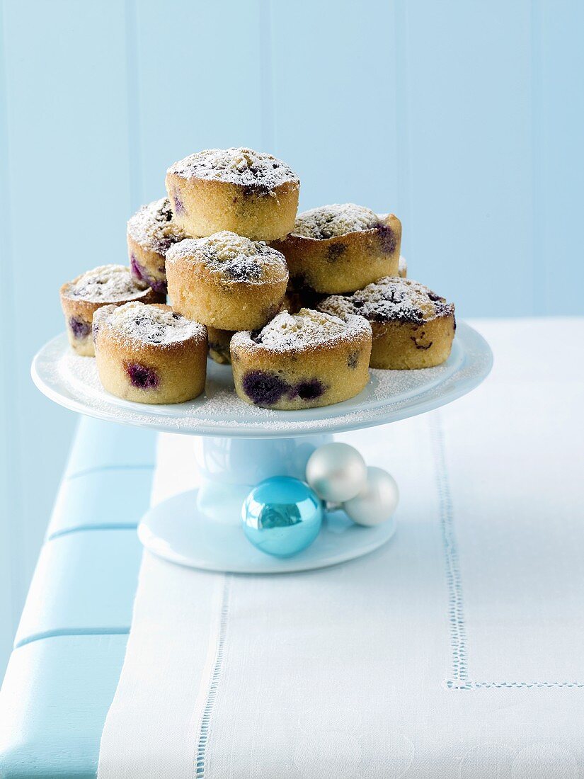Several blueberry friands (Christmas)