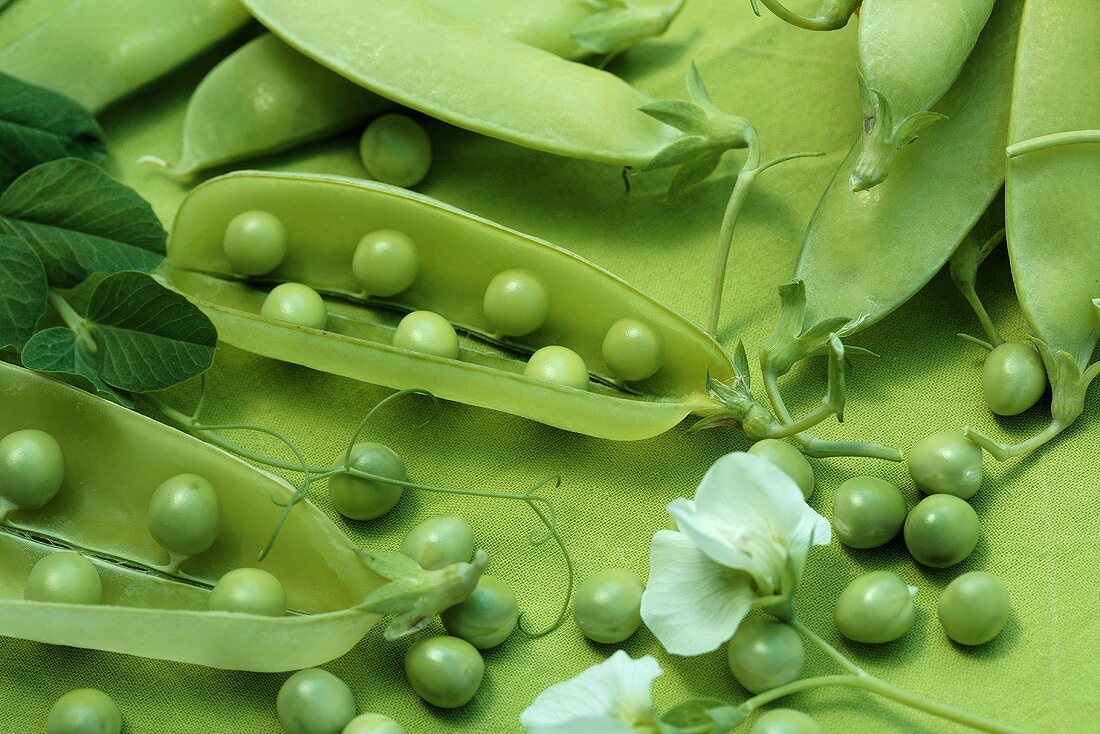 Pea pods, some opened