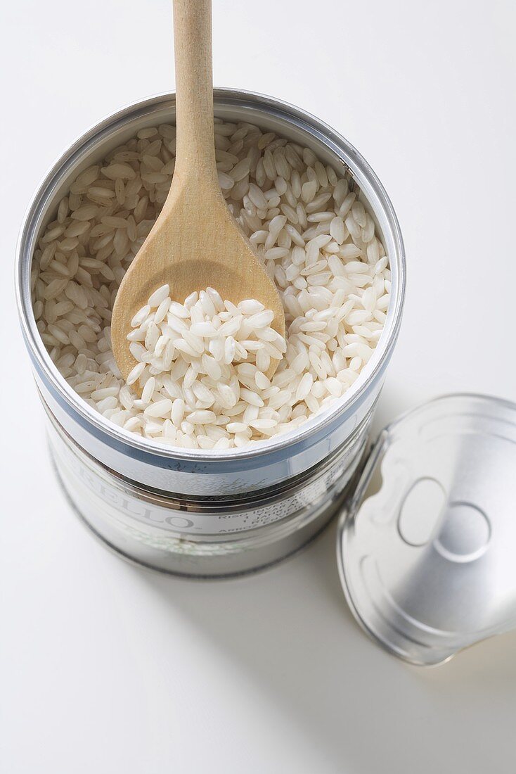 Arborio rice in a tin