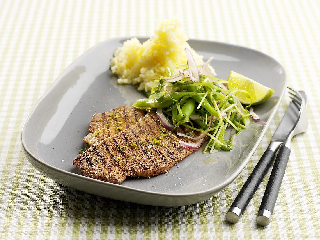 Pork escalopes with riced potatoes