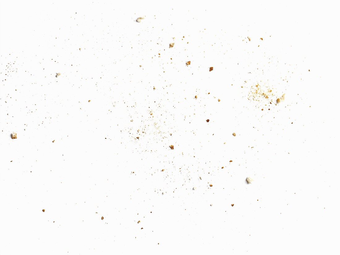 Crumbs on white background
