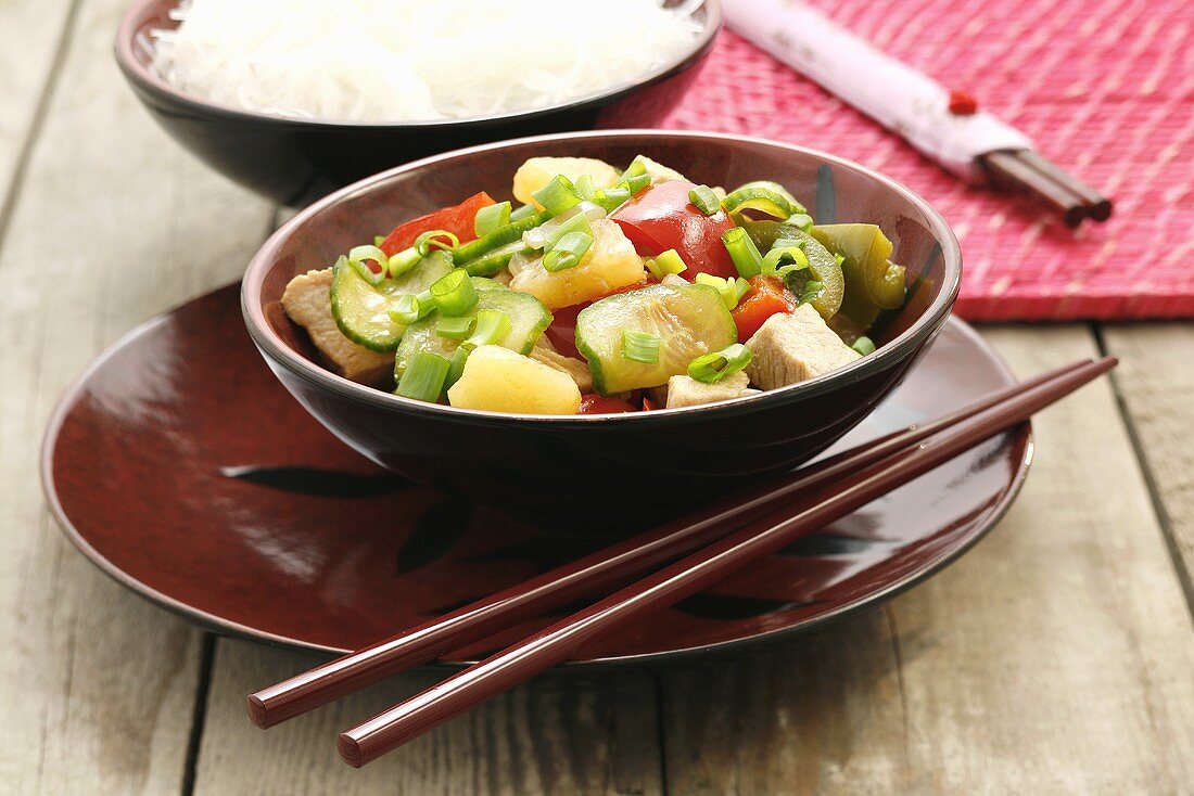 Sweet and sour pork and vegetables