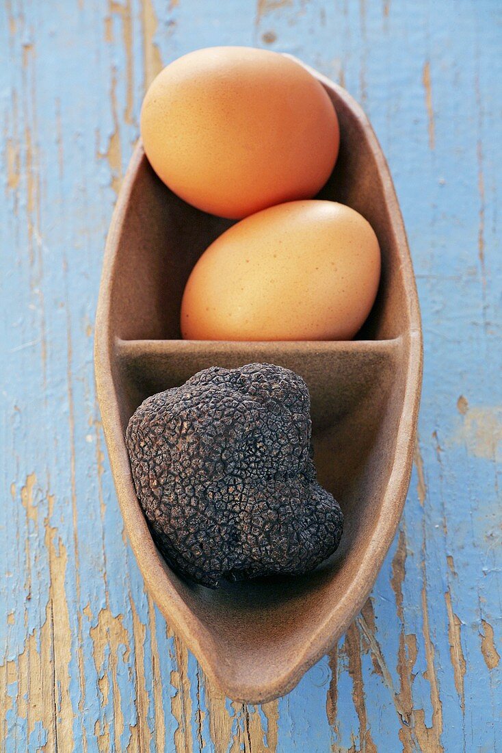 Black truffle and eggs