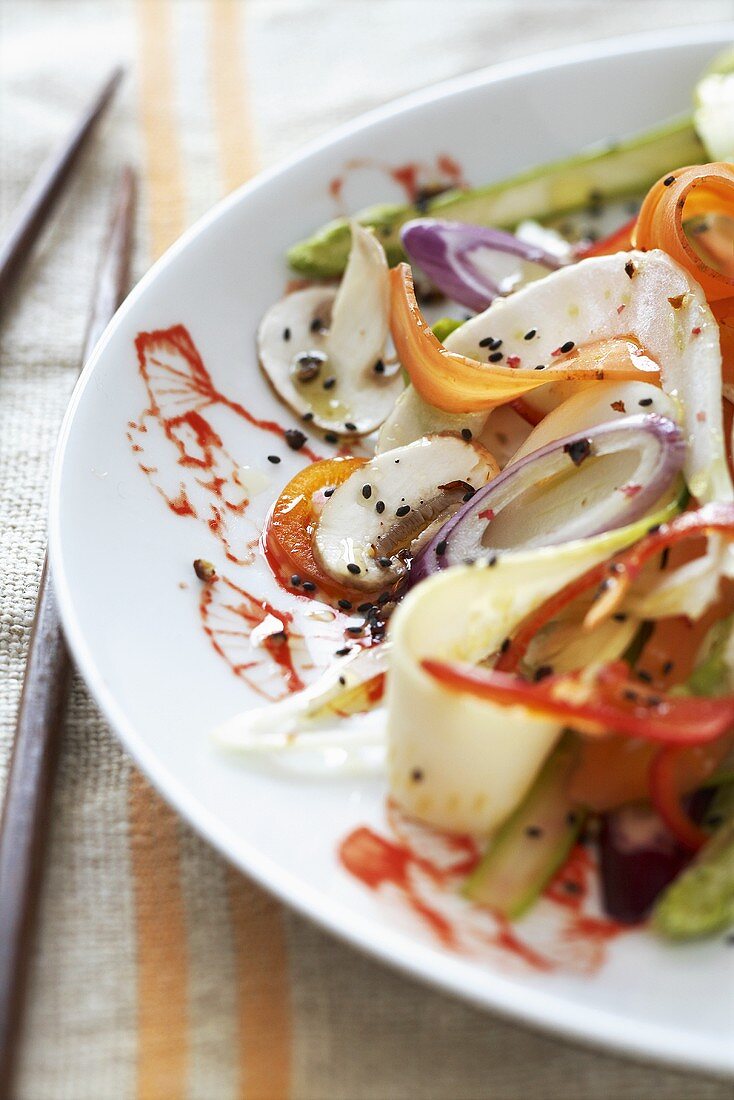 Vegetable salad with mushrooms