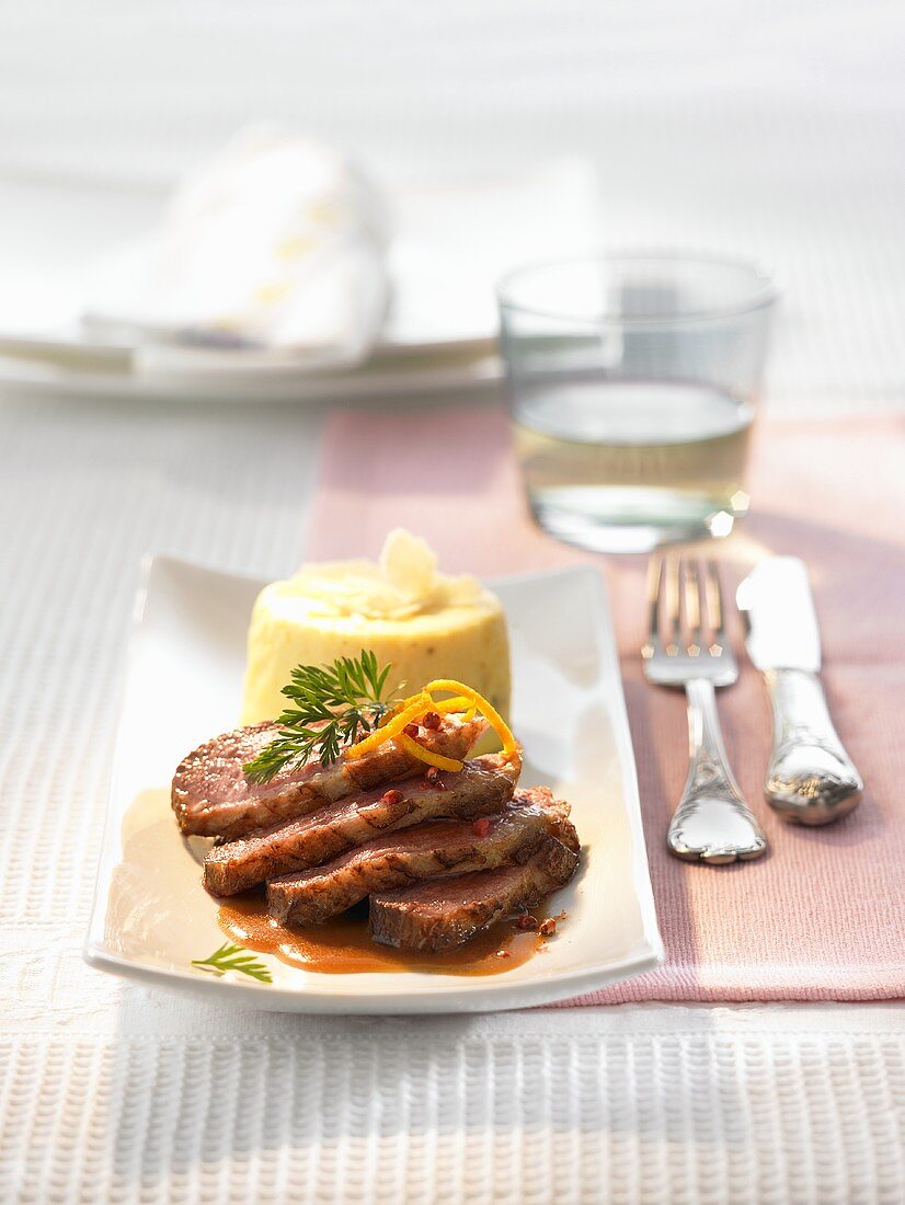 Duck breast baked in salt dough