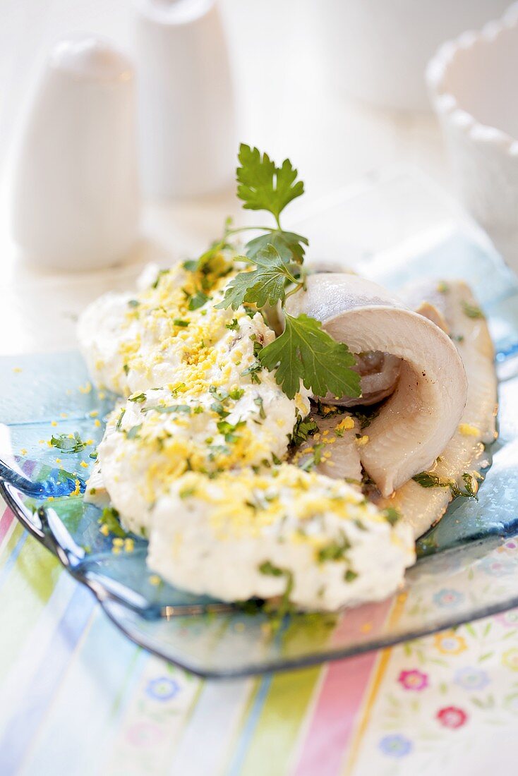 Herrings with egg salad