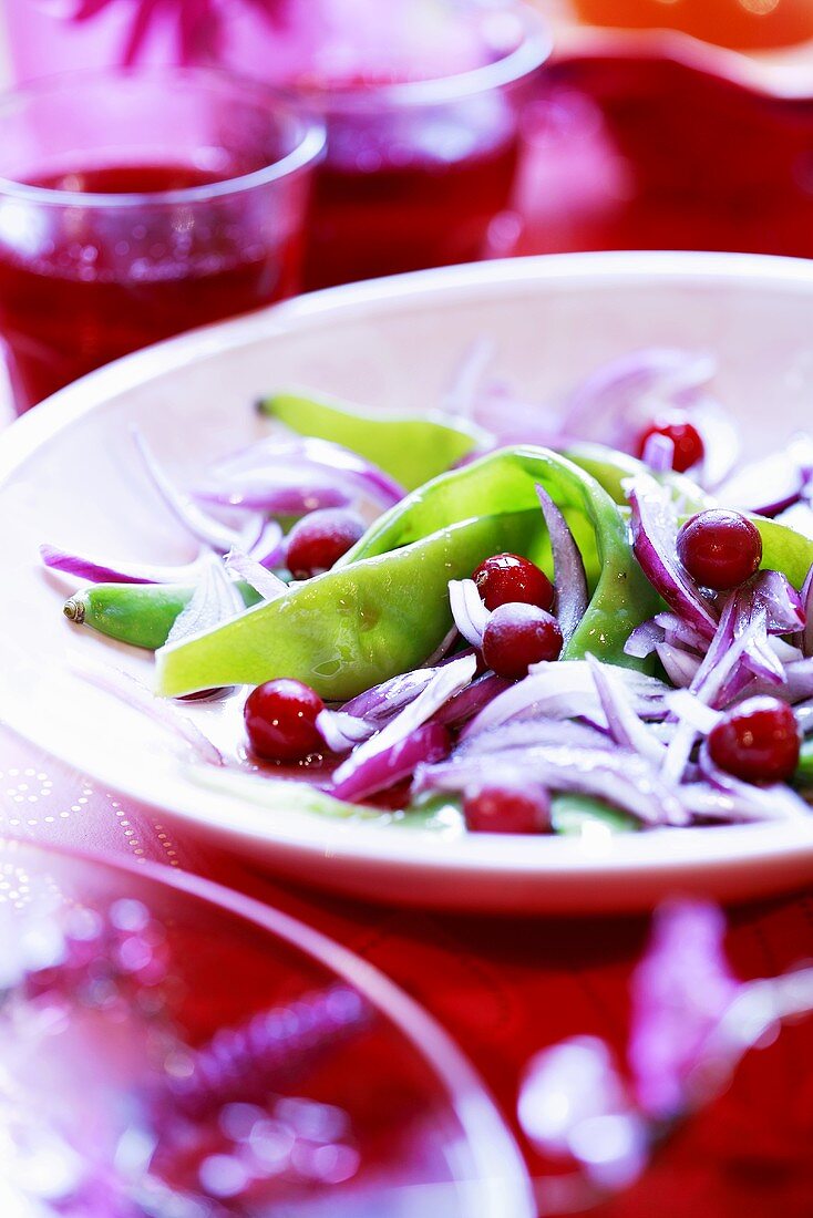 Bean and onion salad with cranberries