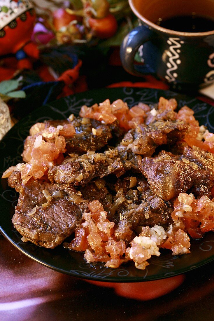 Turkish-style roast lamb with tomatoes