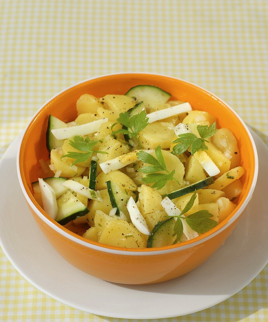 Kartoffelsalat mit Gurken und Ei