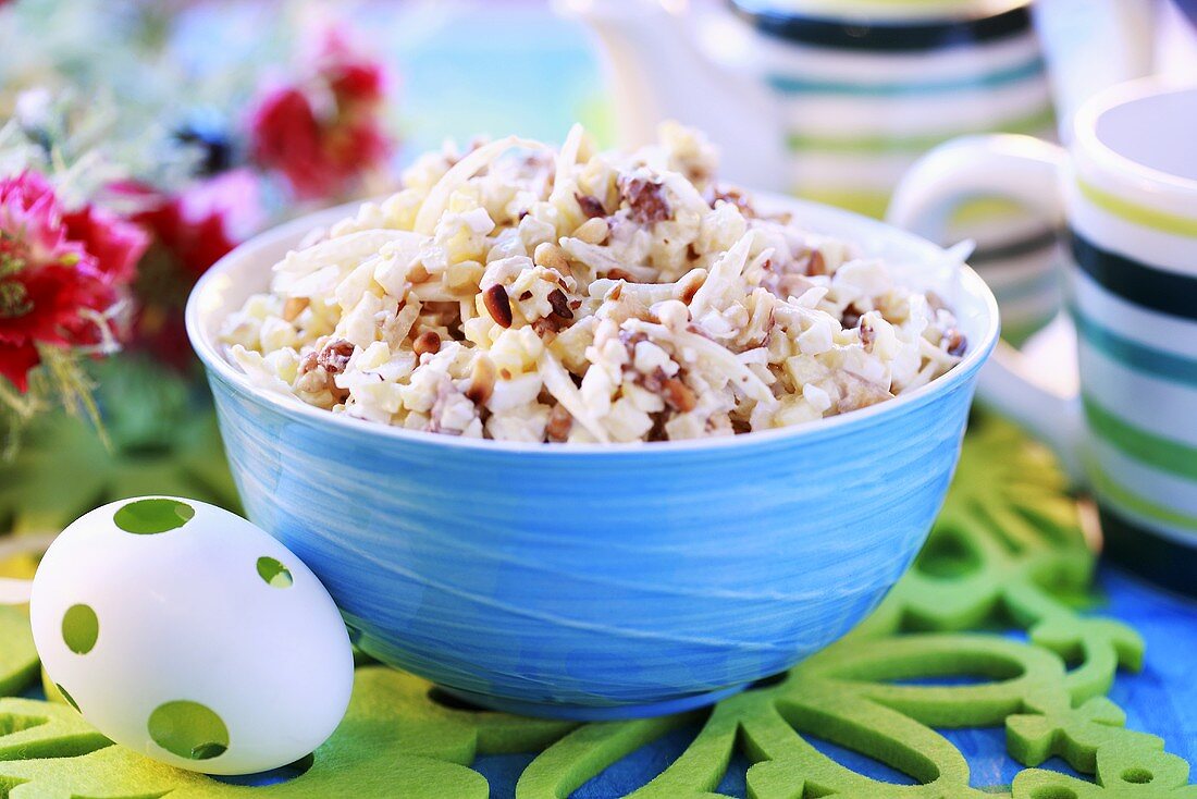 Egg salad with pine nuts for Easter