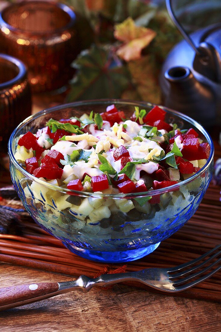 Vegetable salad with beetroot