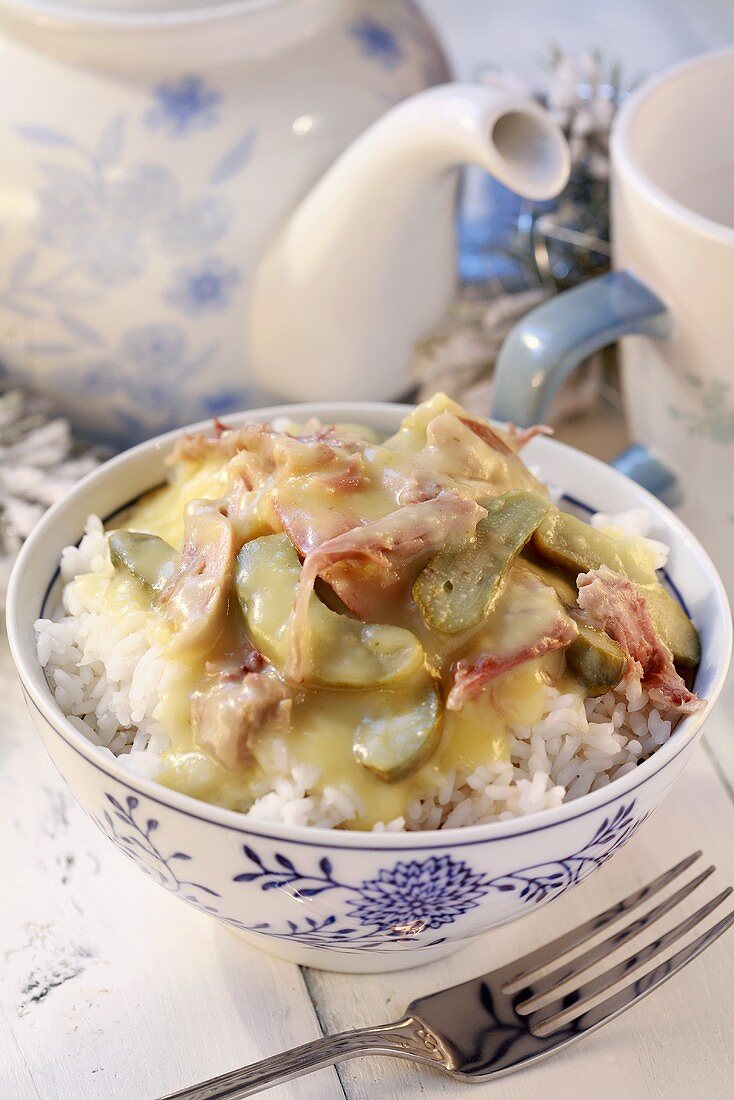 Duck with gherkins on rice (Christmas)