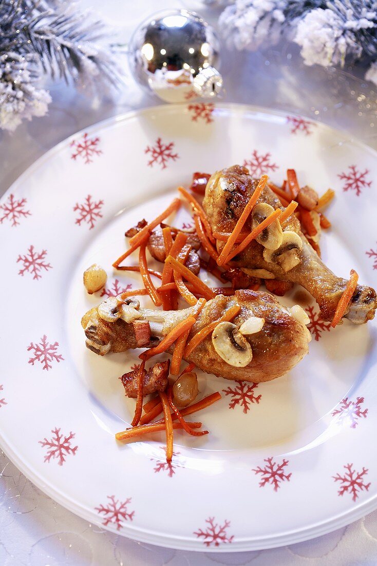 Chicken legs with carrots and mushrooms (Christmas)