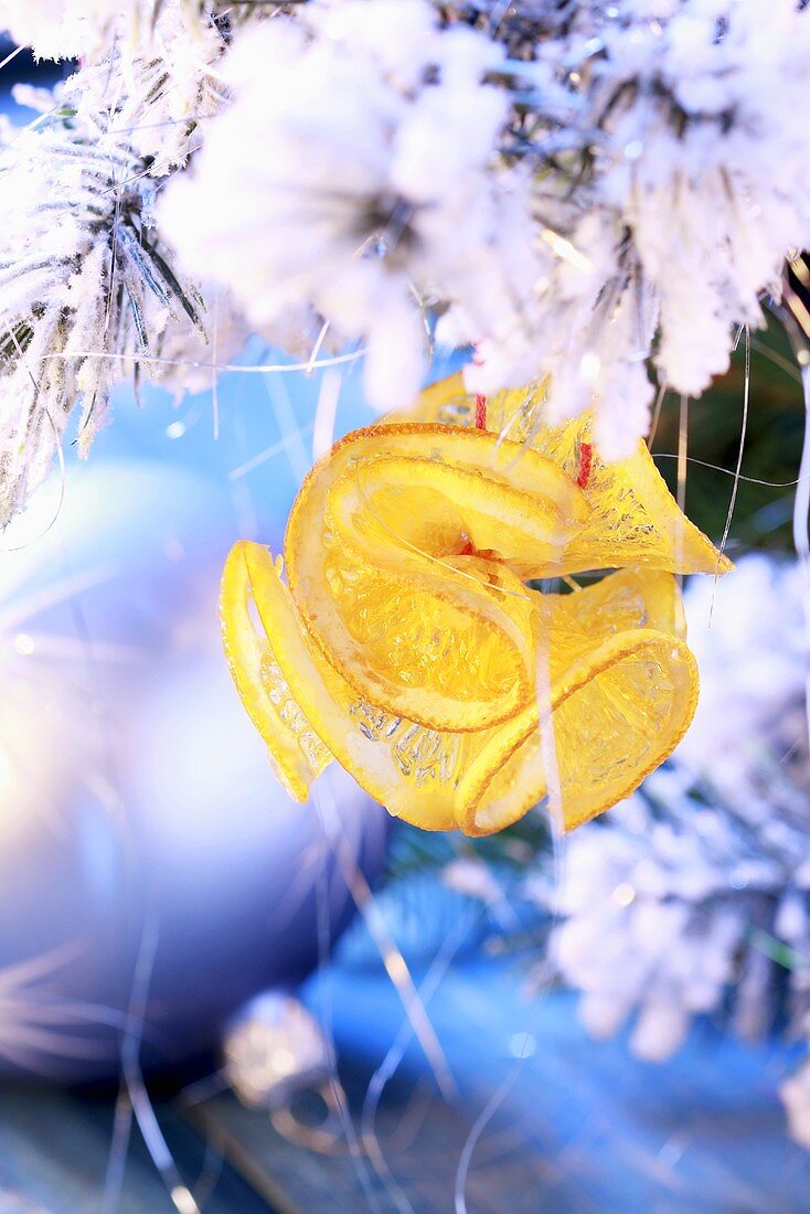 Christmas decoration made from orange slices