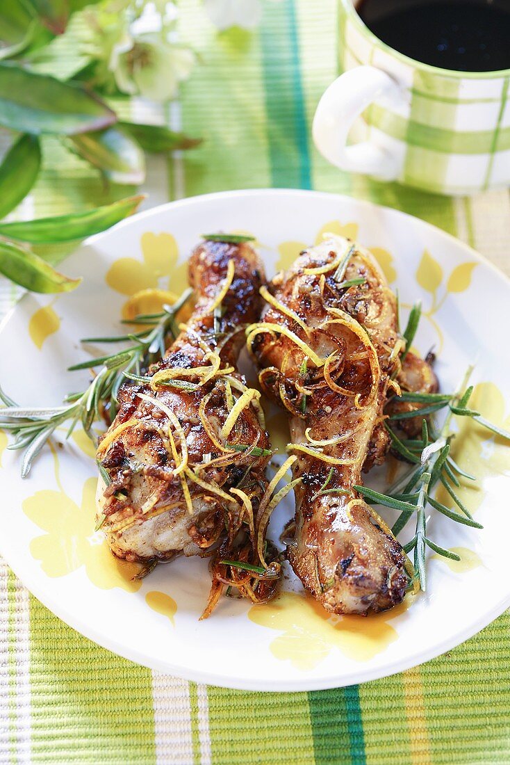 Chicken legs with lemon zest and rosemary