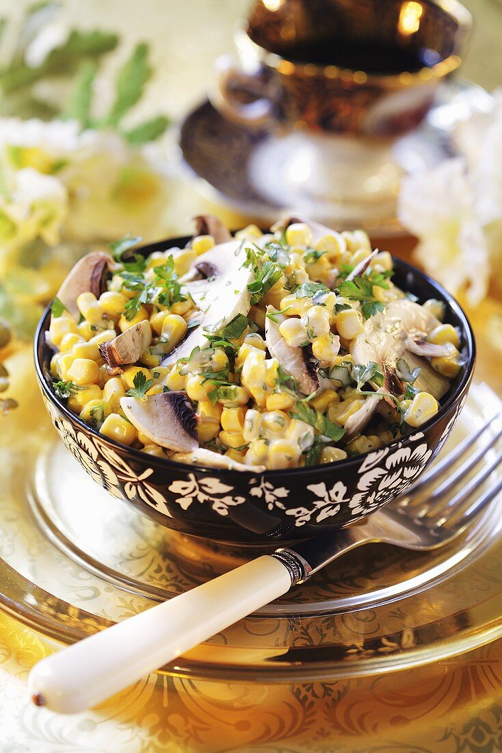 Mushroom and sweetcorn salad