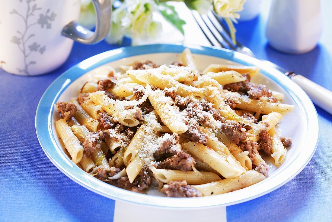 Penne with mince