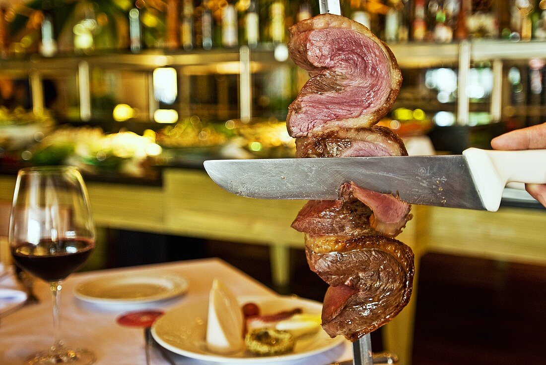 Pincanha (beef) on skewer, churrasco style (Brazil)