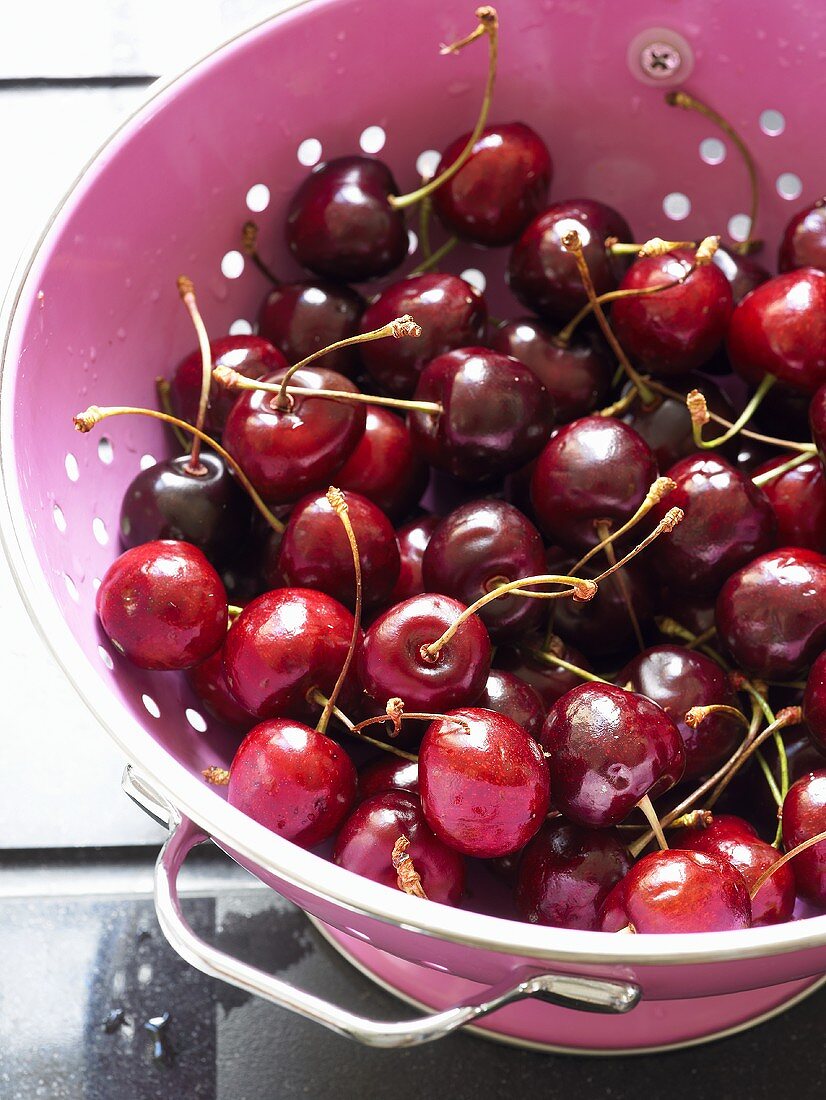 Cherries in a colander