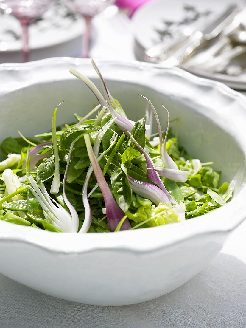 Green salad with red onions