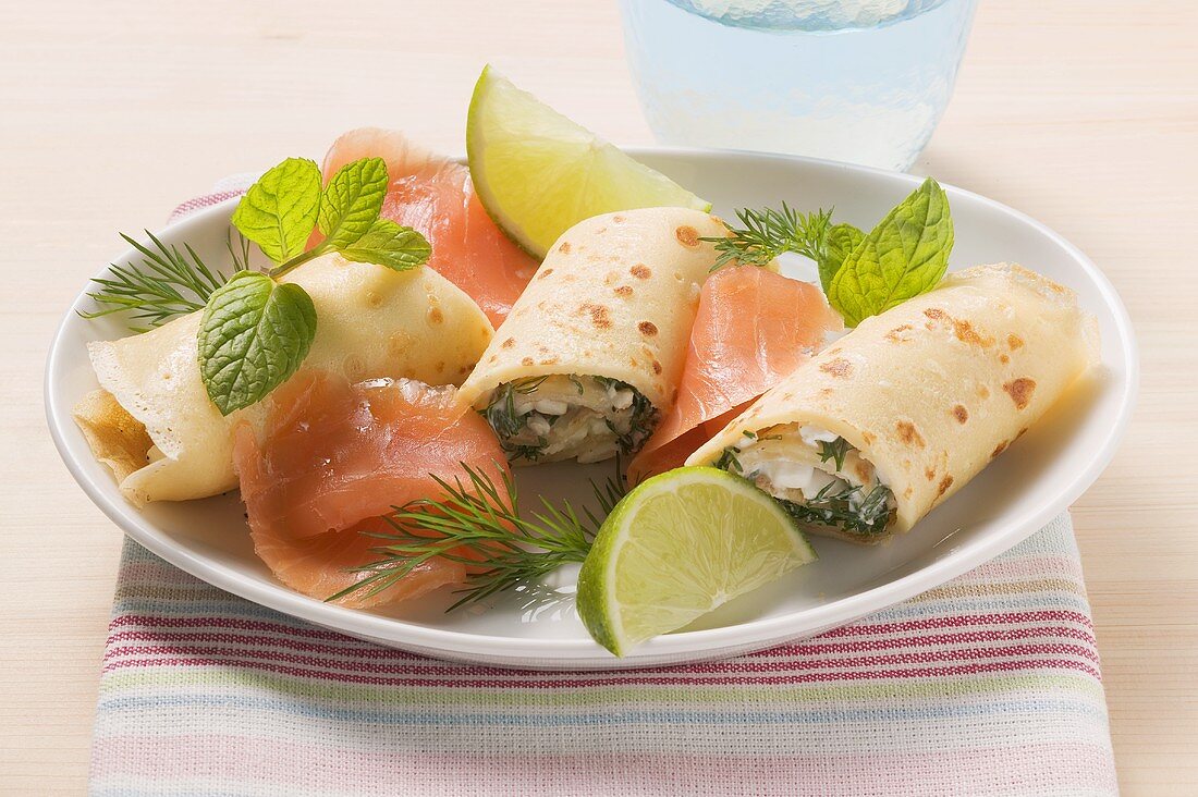 Pancakes with smoked salmon