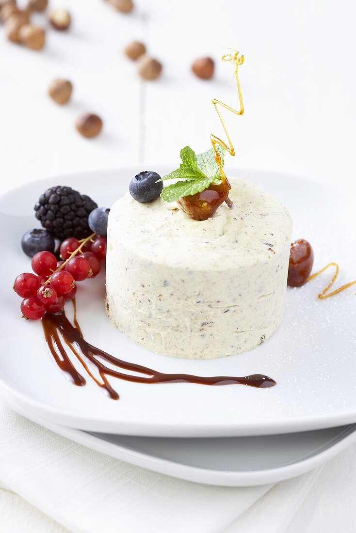 Hazelnut parfait with fresh berries