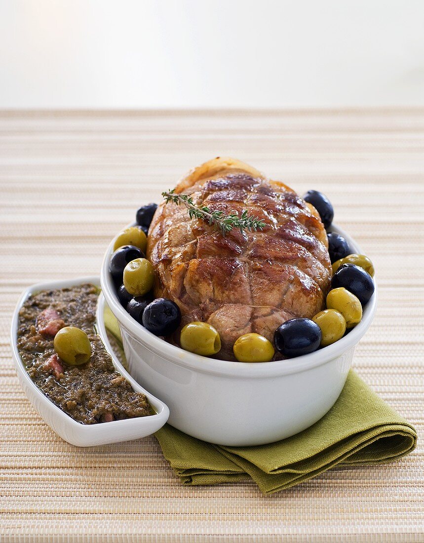 Roast veal with olives and tapenade