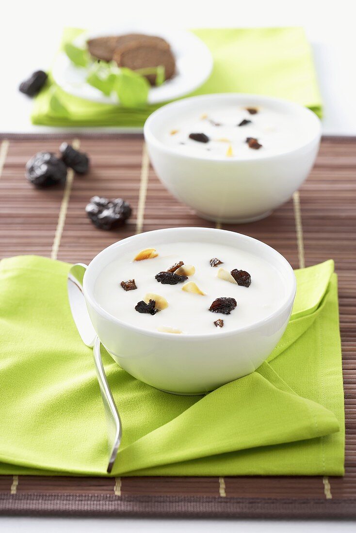 Buttermilk soup with prunes and almonds