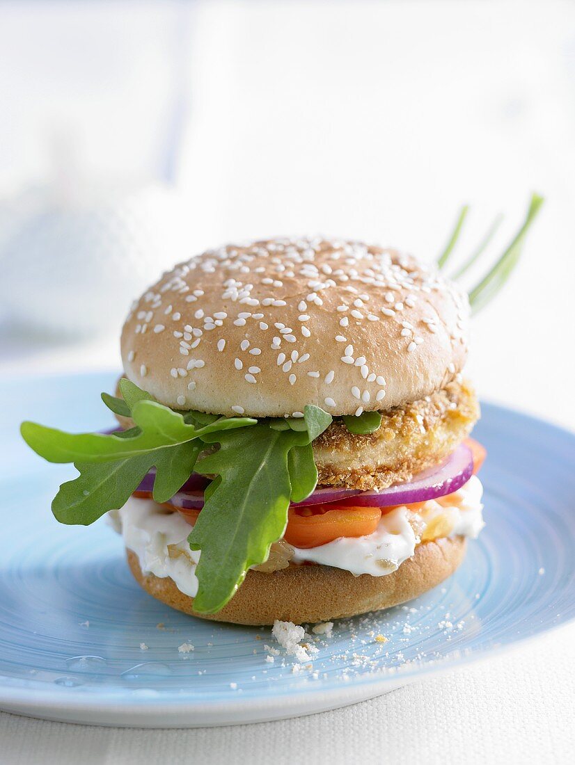 Fish burger with ginger mayonnaise