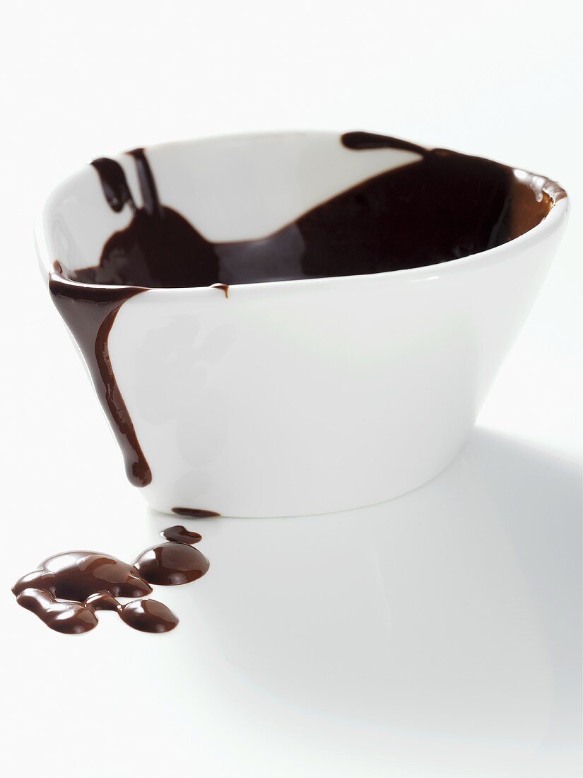 Chocolate sauce in a small dish