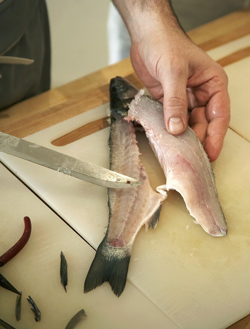Cutting up a fish