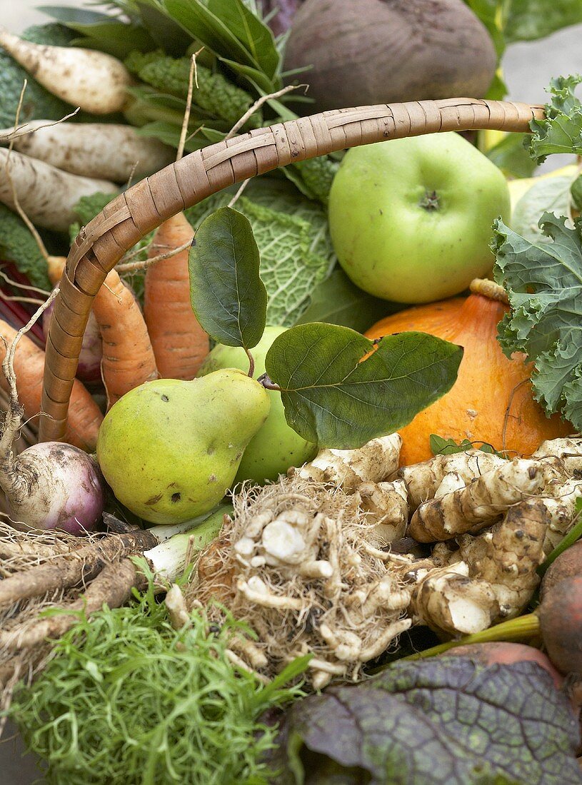 Basket of fruit and vegetables