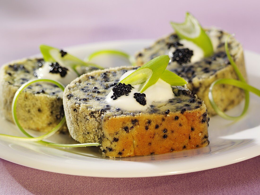 Caviar cake with sour cream