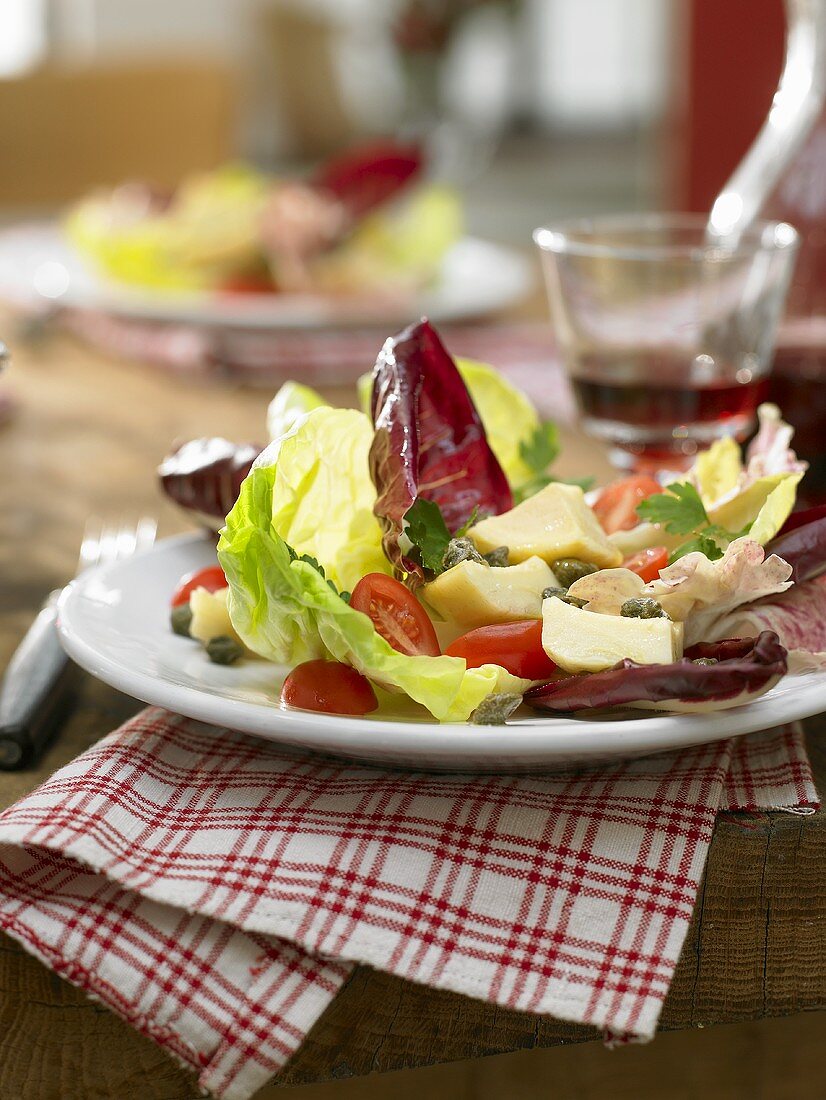 Mixed salad with toasted capers