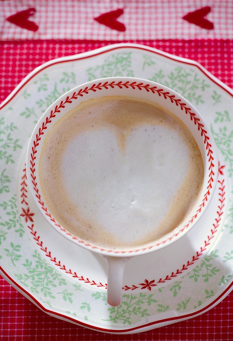 Hot chocolate with a milk foam heart