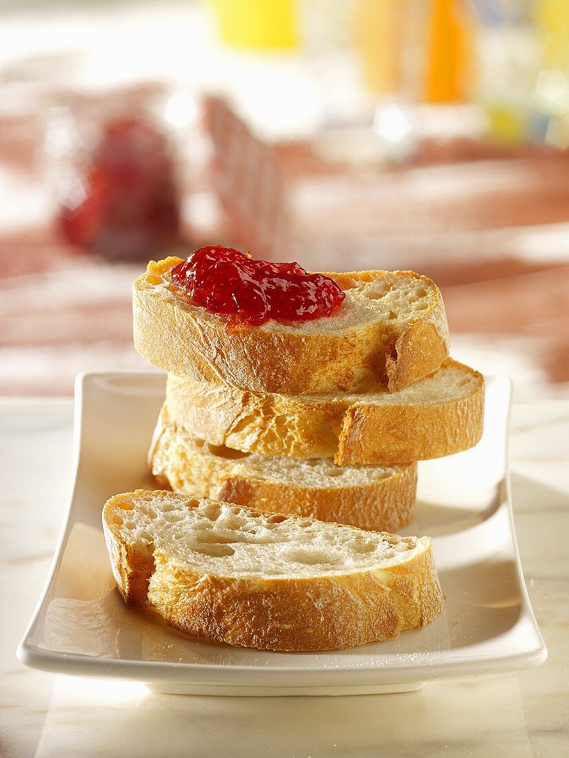 White bread with jam